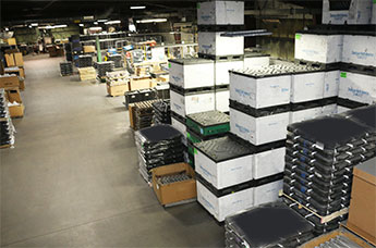 Clean Location Environment warehouse white boxes and clear concrete floor